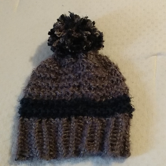 handmade Accessories - Hand-knit navy and gray hat